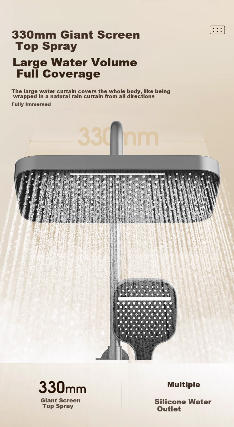 Haier Xiaohaijing Shower Head Set, High-Quality Copper Water Path with Large Storage Platform, Pressure-Boosting Spray Gun, Piano Key Design, Complete Integrated Set 9