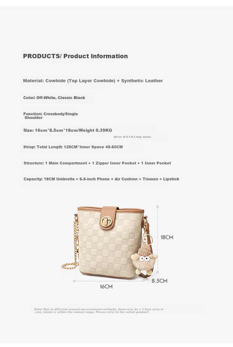 Aokang Women's Handbag, Cowhide, Trendy Diamond Pattern Bucket Bag, Light Luxury Crossbody Shoulder Bag, Birthday Mother's Day Gift for Mom Or Wife 7