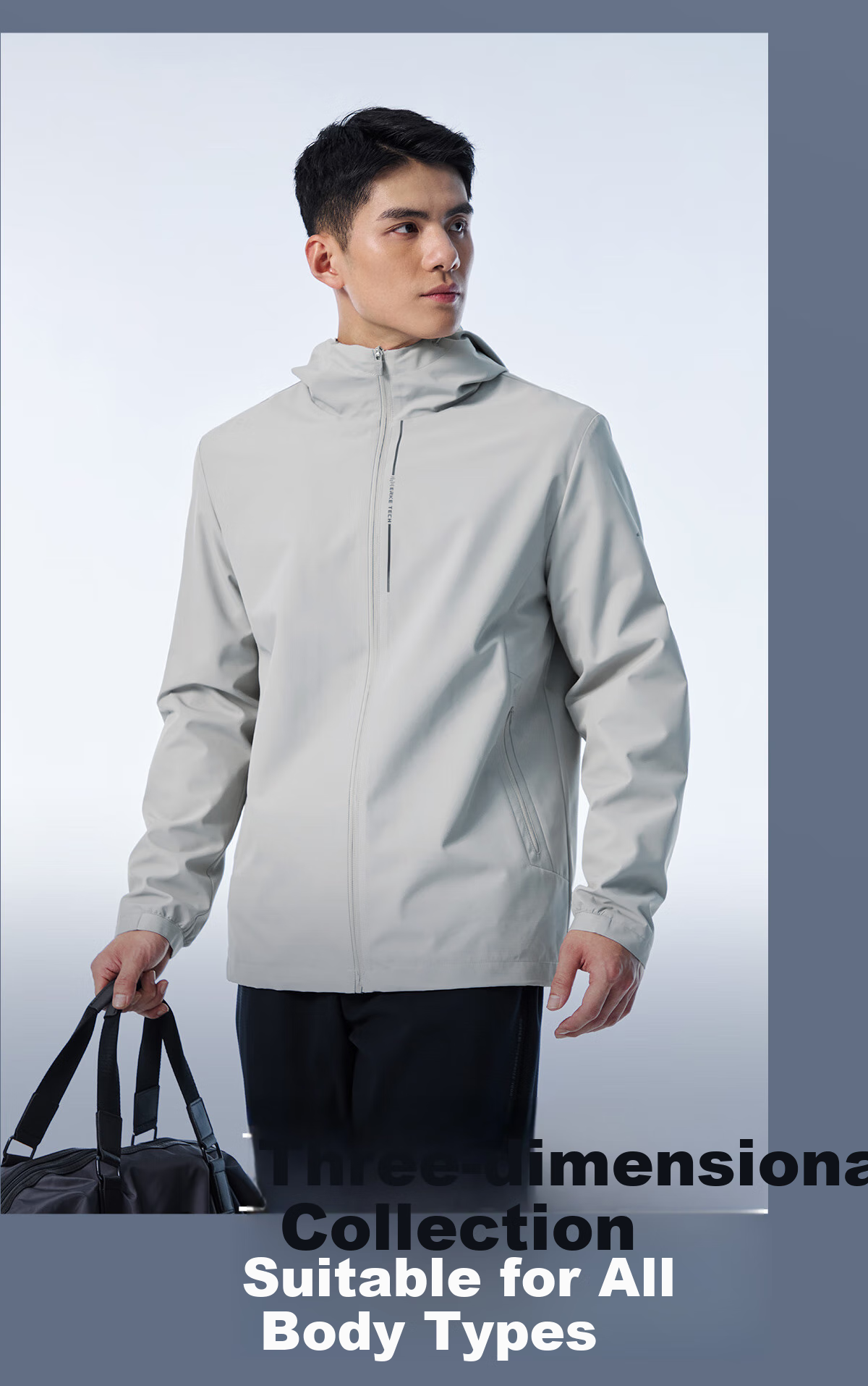 ERKE Jacket, Spring Men's Cardigan, Hooded Waterproof Cycling Wear, Windproof Running, Solid Color Versatile Casual Outerwear 11