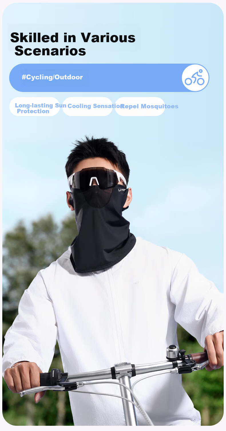 Li-Ning Cycling Sun Protection Face Mask for Men, Hanging Ear Ice Silk Face Cover, Summer Outdoor Cycling Anti-Sand Hiking Fishing Sunshade 10