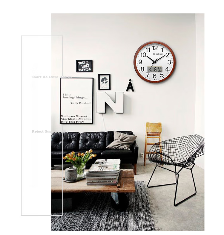 POLARIS Wall Clock, Living Room Clock, Modern Silent Quartz Clock, Fashionable Timepiece, Creative Wall Clock for Office And School, Wood Grain Clock 12