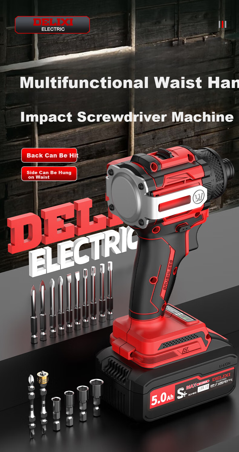 DELIXI ELECTRIC Brushless Screwdriver Machine, Lithium Battery Screwdriver, Household Electric Screwdriver, Multifunctional Dual-Speed Hand Drill, 16.8V 2