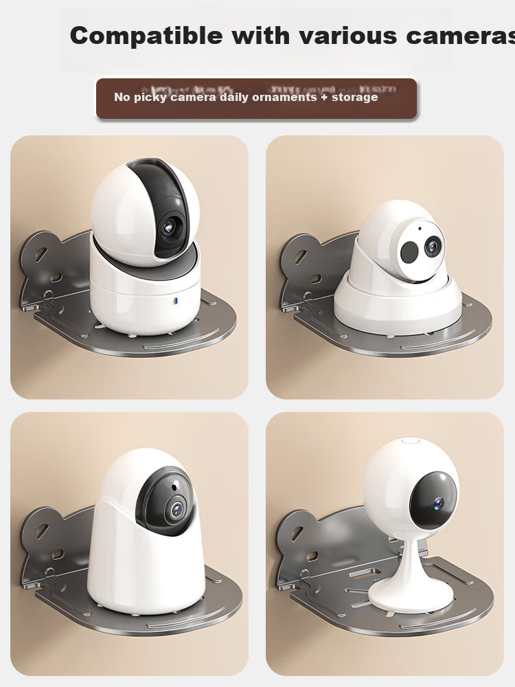 Shuranjia No-Drill Camera Mount, Surveillance Bracket, Wall-Mounted Security Camera Holder for Home Use, Universal Mount, Gun Gray Small Size 4