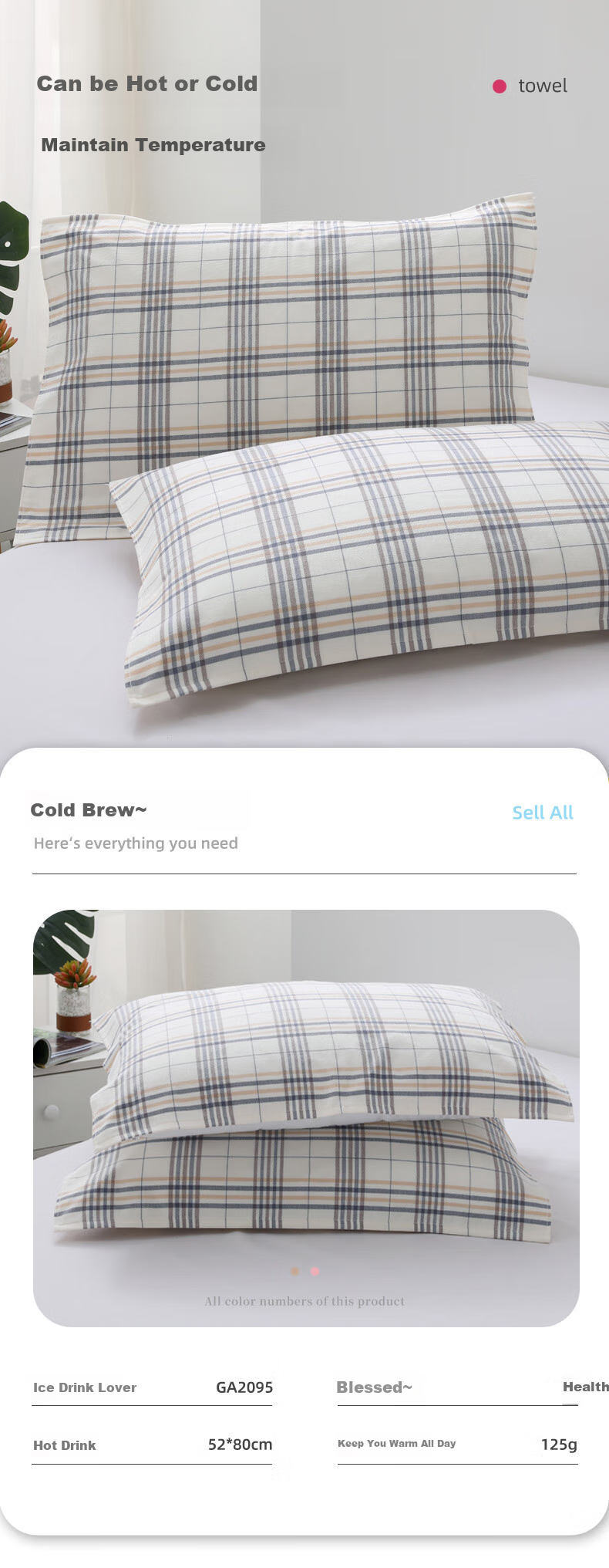 KING SHORE Class A Pure Cotton Pillowcase, 2 Yarn Gauze Breathable Double-Layer Pillowcases, One Pair of 2 Pieces, 126g/piece, 52*80cm 1