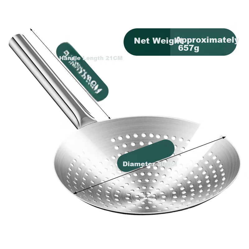 Temeiju Stainless Steel Strainer Skimmer, Large Size with Long Handle, Kitchen Colander Ladle Noodle Scoop, for Hotels Canteens And Restaurants