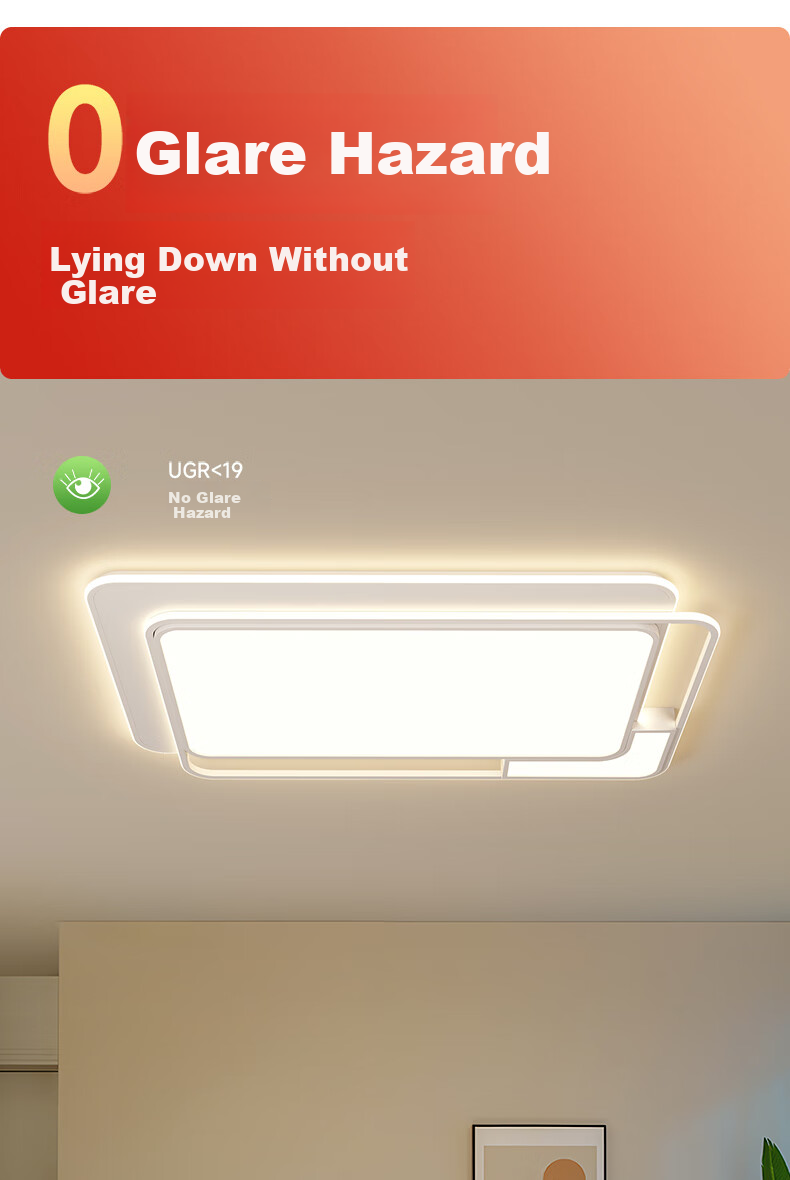 GUJIA LED Ceiling Light, Eye-Protecting Puri Light Source, Nordic Living Room Lighting Fixture, Three-Bedroom Two-Living Room Package [Installation Included] 14