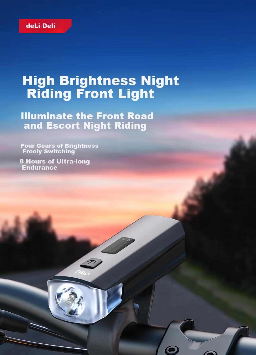 Deli Bicycle Front Light And Rear Light, Quick-Release, Waterproof, Long-Range, Long Battery Life, Mountain Bike And Road Cycling Equipment for Night Riding 1