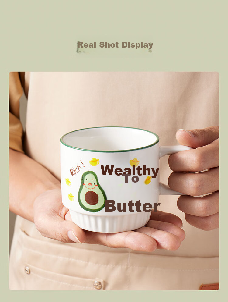 BJ Ceramic Vertical Striped Mug, Ceramic Cup, Coffee Cup, Breakfast Cup, Milk Large Capacity Cup, 400ml 12