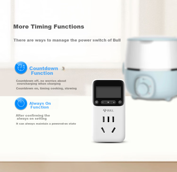 BULL Mechanical Timer Socket/converter, Power Outage Detection, 24-Hour Cycle, Suitable for Electric Water Heaters/mobile Phone Companion GND-2 7