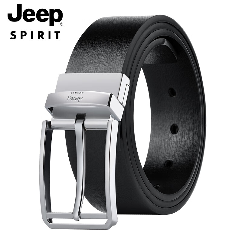JEEP SPIRIT Men's Leather Belt Cowhide Waistband Pin Buckle Casual Business Gift for Boyfriend Husband Dad Birthday