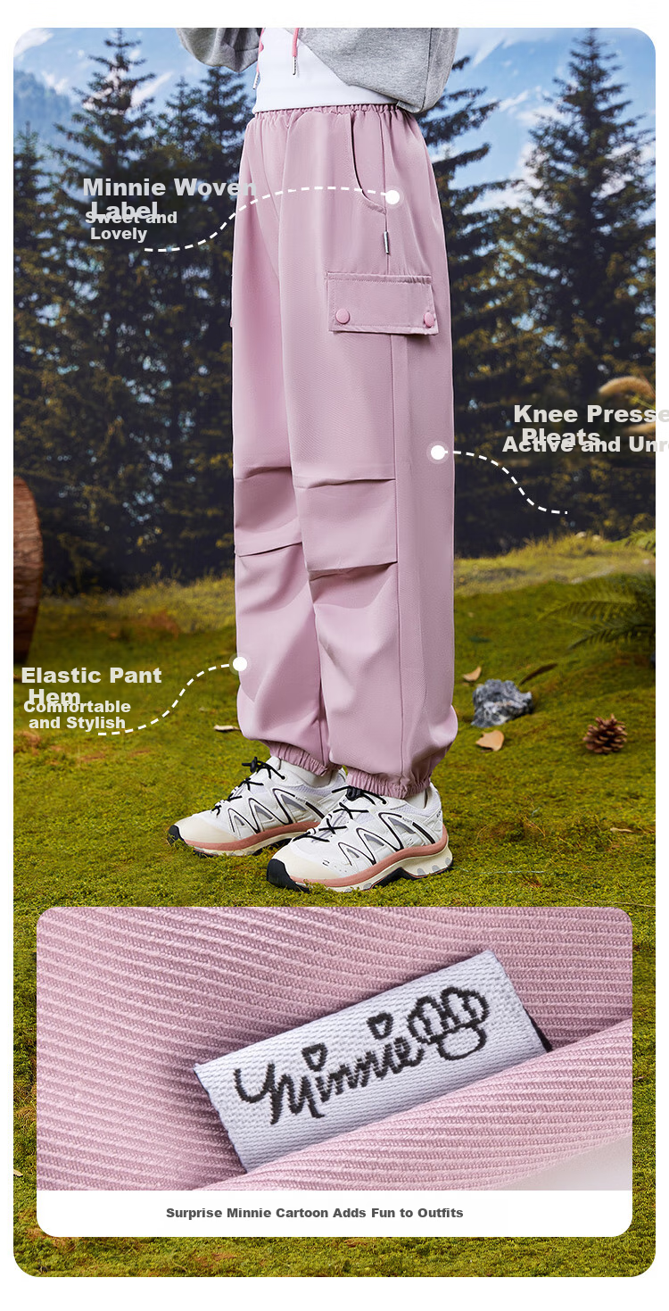 Disney Girls' Spring Cargo Pants, Children's Trousers, Girls' Sweatpants, Straight-Leg Stylish Joggers for Older Kids, Gray, Size 150 3