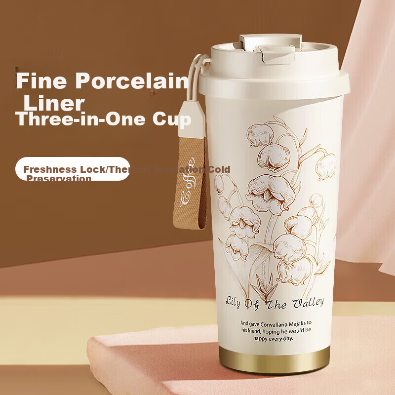 Mixiaoshu Insulated Mug for Women, Stylish Coffee Cup with Ceramic Inner Liner, Mid-Autumn Festival Birthday Gift for Girlfriend Or Wife, Water Bottle