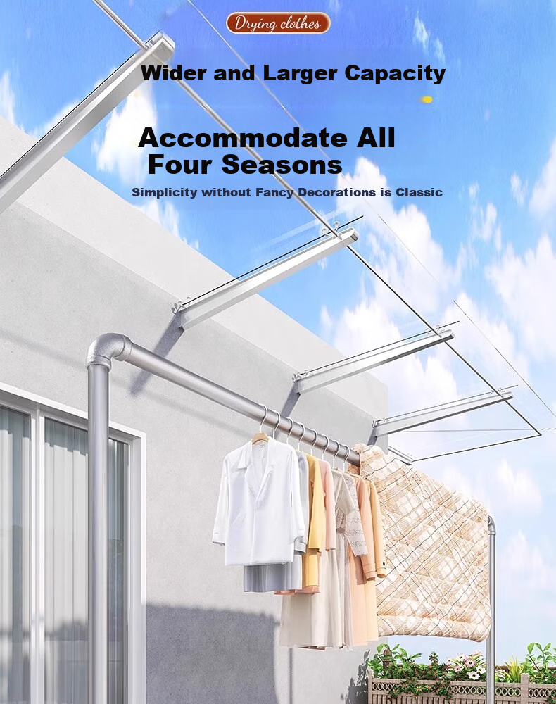 Baoyouni Floor-Standing Clothes Drying Rack with Water Pipe, Customizable Hanger for Indoor And Balcony Use, Detachable Thickened Steel Pipe, 32 Tubes 3