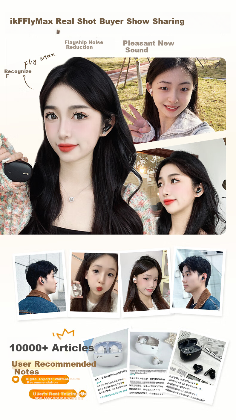 IKF Fly Max True Wireless Bluetooth Headphones with Active Noise Cancellation, Ultra-Wideband In-Ear Design, HiFi Sound Quality for Music, Sports And Gaming, Compatible with Huawei, Xiaomi, Apple, Elegant White 3