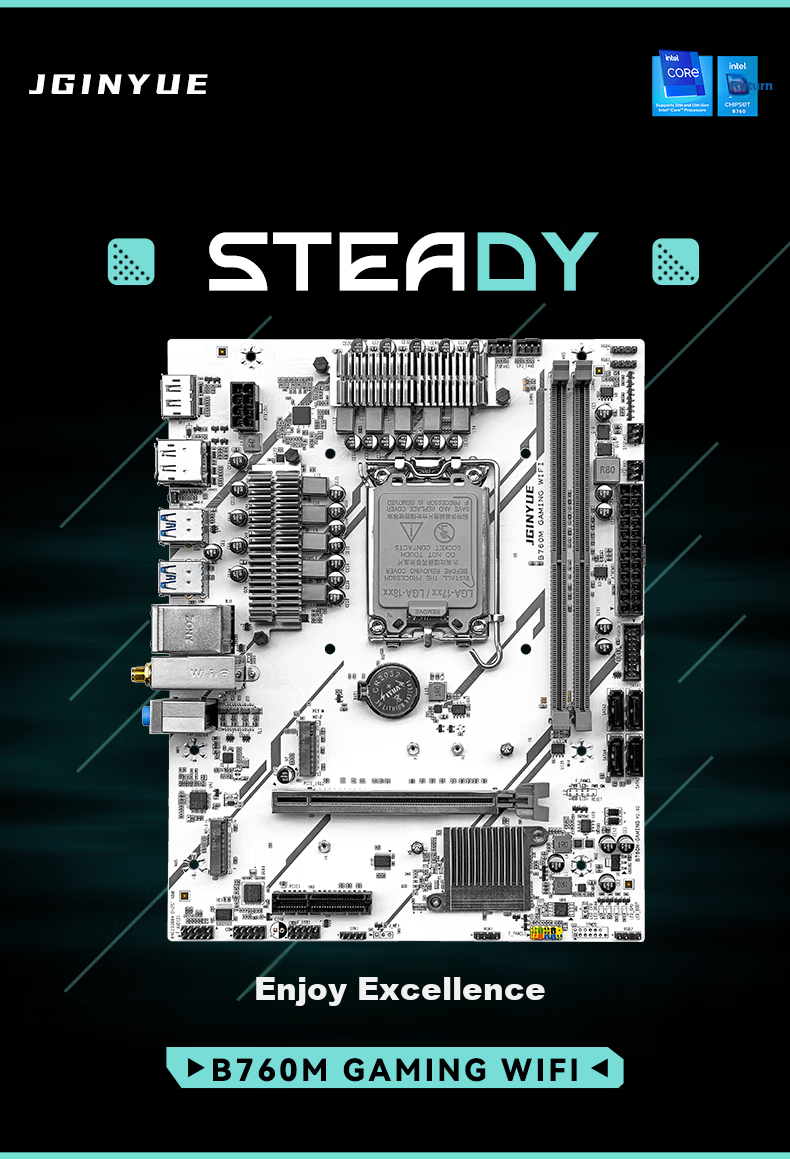 Jingyue B760M GAMING WIFI Motherboard DDR4 Desktop Gaming Computer Motherboard Core I5 13600KF/13400F (Intel B760/LGA 1700) 1