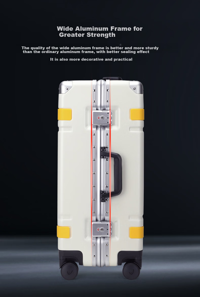 HEAD Aluminum Frame Suitcase for Men And Women, 28-Inch Password Lock Luggage, White And Yellow Color, 28 Inches 7