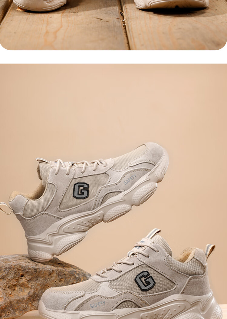 Jingtu Safety Shoes for Men, Summer Breathable Steel Toe Cap Anti-Smashing Anti-Puncture Ultra-Light Work Safety Shoes 5032T Size 40 2