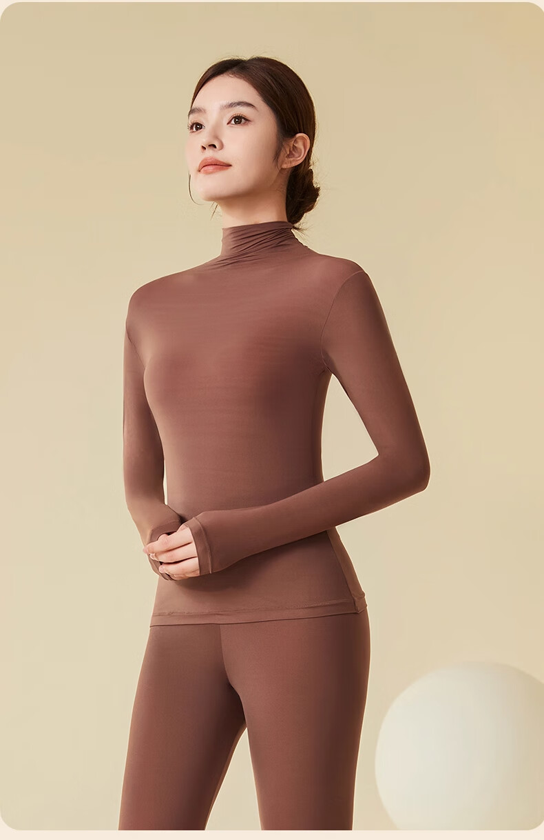 Urban Beauty Women's Thermal Underwear Set Autumn Winter Ultra-Thin Constant Temperature Hyaluronic Acid Turtleneck Skin Care Base Layer 4