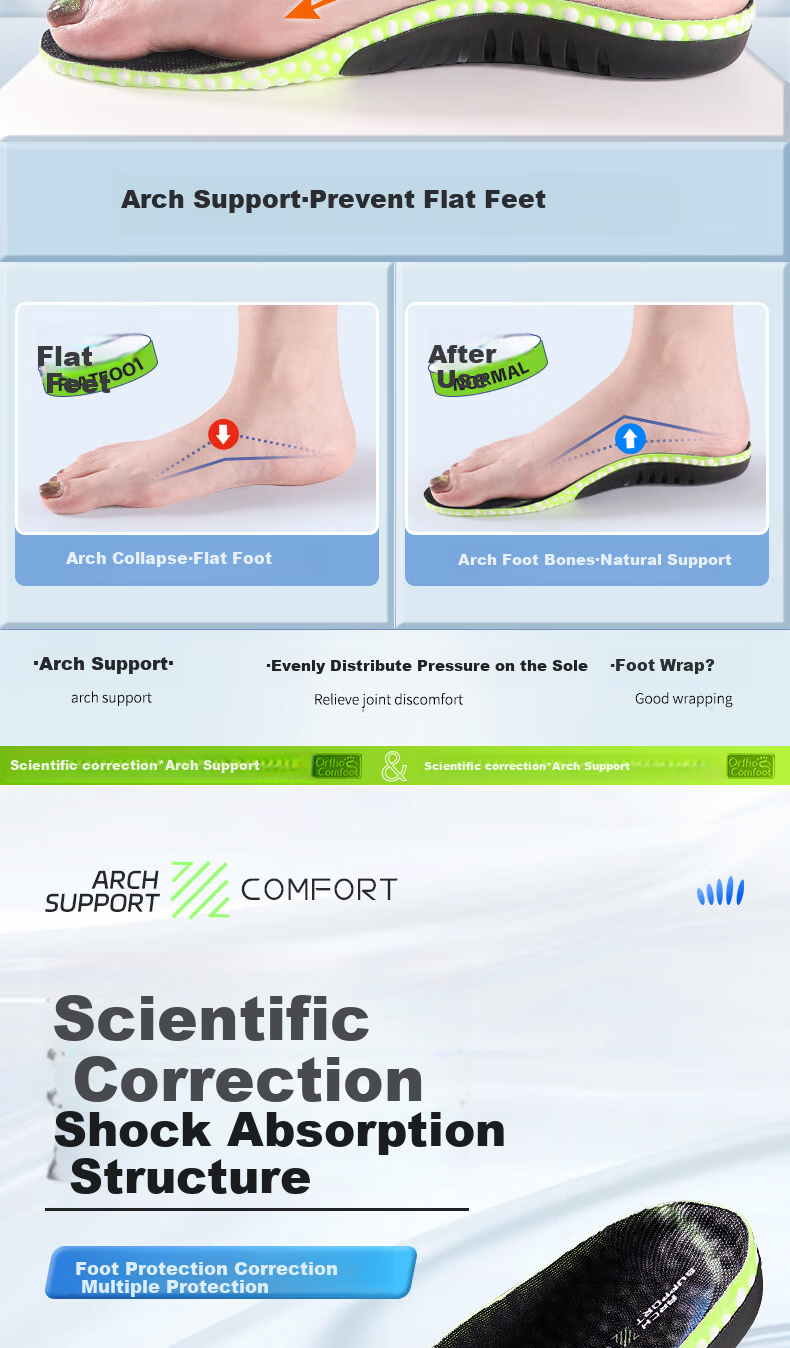 Maigaole Boost Popcorn PU Orthotic Insole, Arch Support for Flat Feet, Pressure Relief for Prolonged Standing, Size 41-42 4