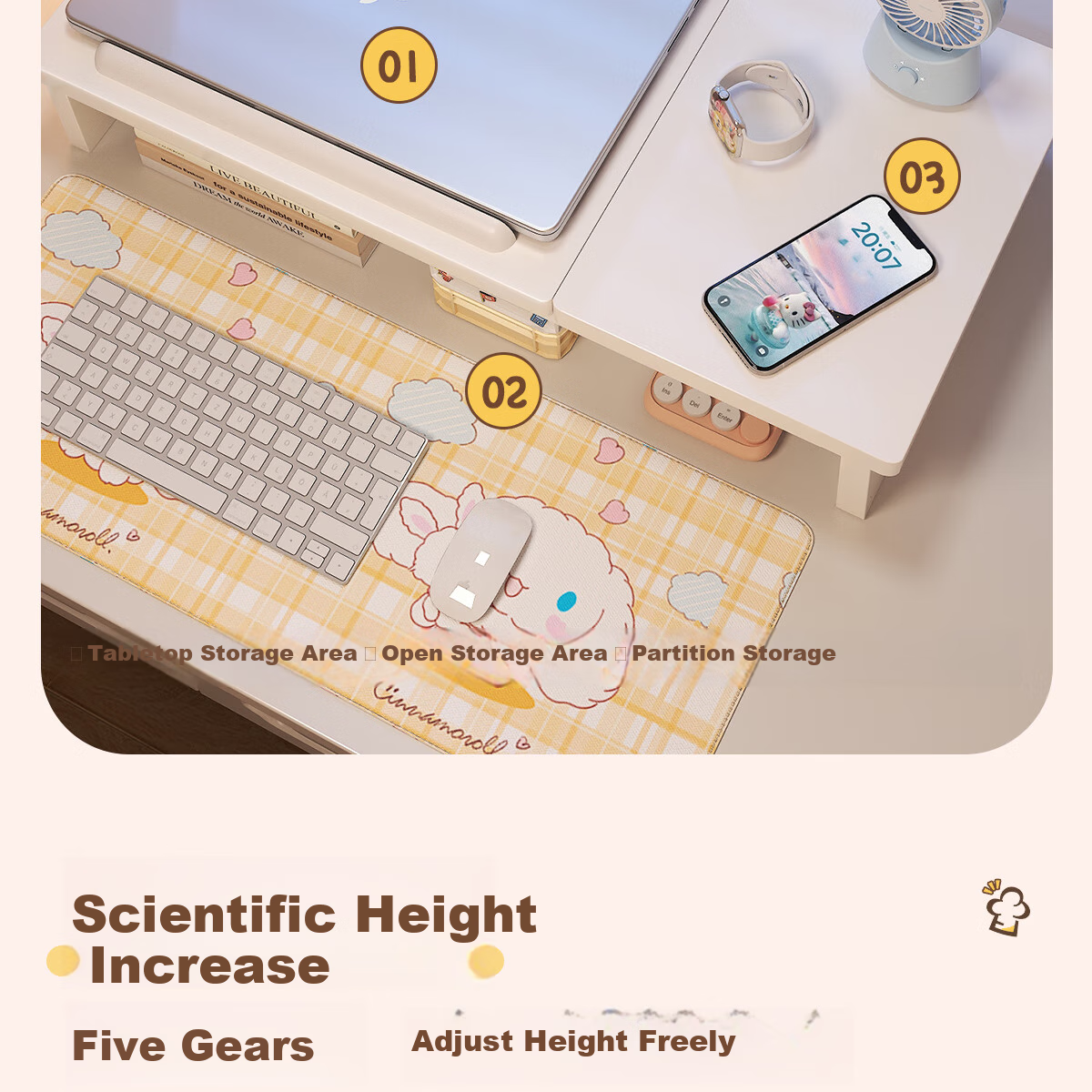 Mushuangfu Computer Riser Stand, Laptop Riser Stand, Vertical Computer Support Stand, Adjustable Height, Lifting And Storage Shelf 6