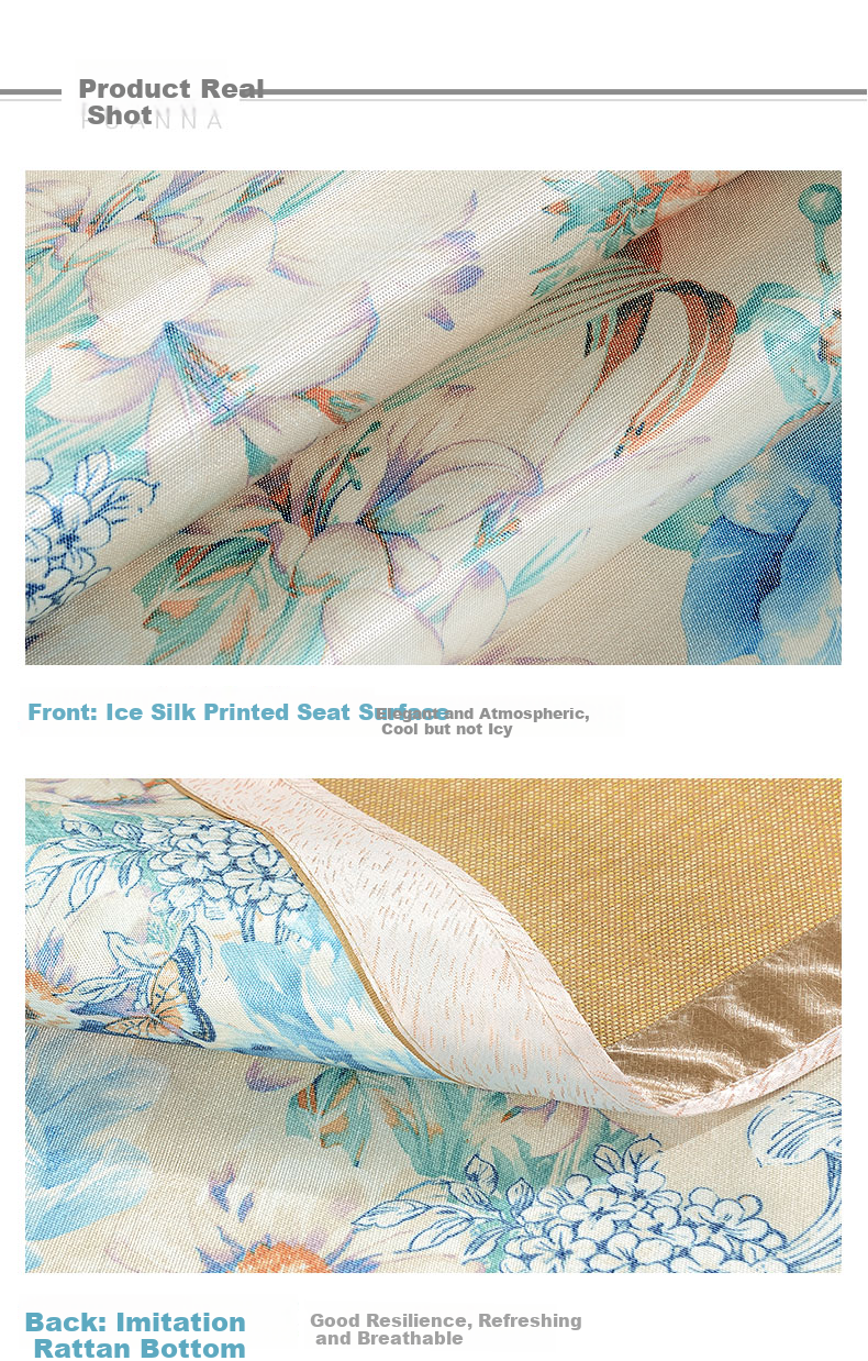 FUANNA Ice Silk Cooling Mat with Printed Pattern, Soft Fitted Sheet Set for Double Bed, Three Pieces, Blue, 1.8*2 Meters [Washable] 12