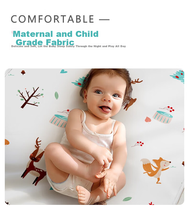 Tongkui Waterproof Diaper Changing Pad for Babies And Children, Washable Bed Sheet, Extra Large Breathable Baby Pad, Blue Deer Design, 1.8m X 2m 12