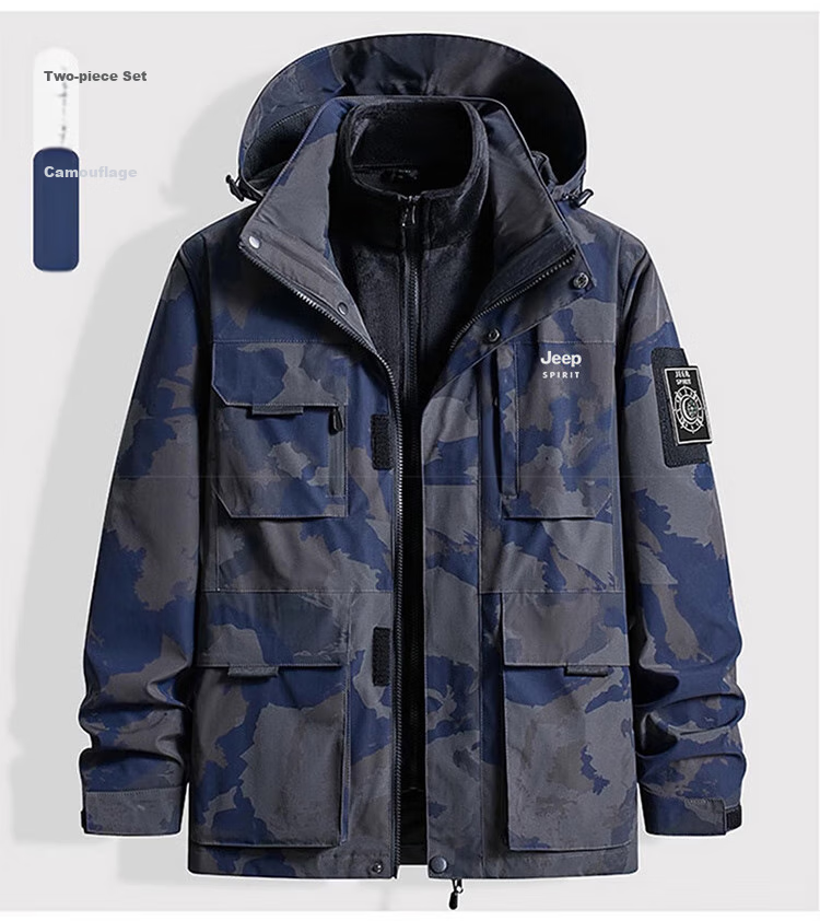 JEEP SPIRIT Men's Three-In Jacket, Autumn And Winter Casual Loose-Fitting Hooded Workwear Coat for Me 15