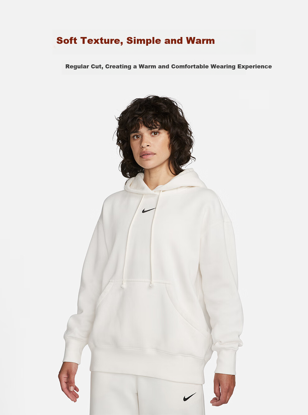 NIKE Women's Hooded Sweatshirt, Casual Sportswear, Versatile Fashion DQ5861-009 Gray S 1