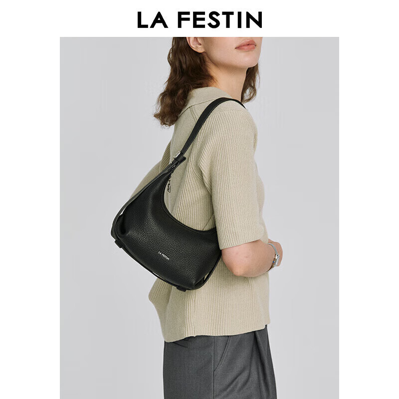La Festin Top-Grain Leather Crescent Bag for Women, 2026 New Style Genuine Leather Handbag, Shoulder Crossbody Underarm Bag, Birthday Gift for Wome