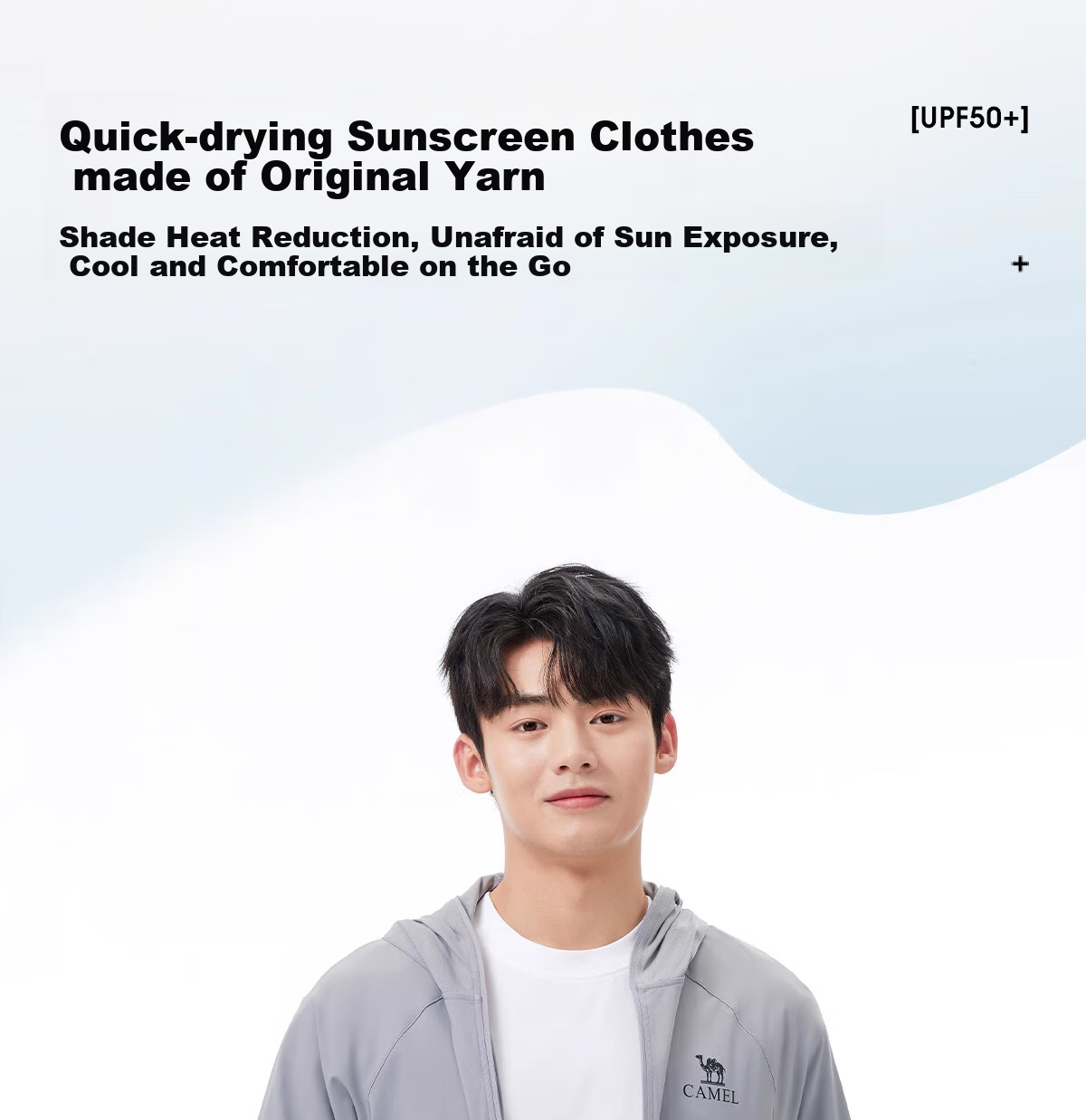 CAMEL Cold White Original Yarn Sun Protection Clothing UPF50+, Quick-Drying High-Elasticity Sun Protection Jacket A15BAVV086, Phantom Black 2XL 1