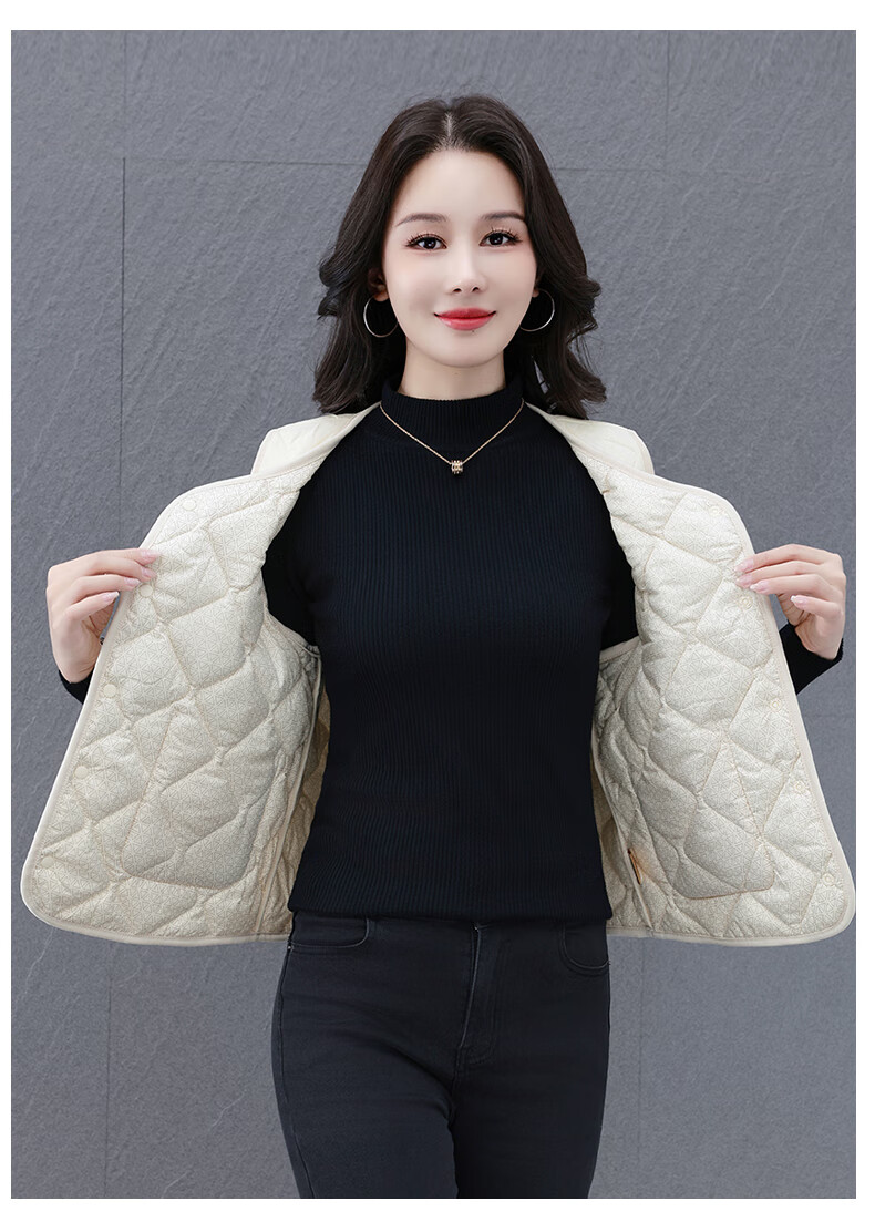 Woodpecker Women's Wool Vest Outerwear 2025 Autumn Winter New Lightweight Thickened Warm Vest for Moms Black XL 4