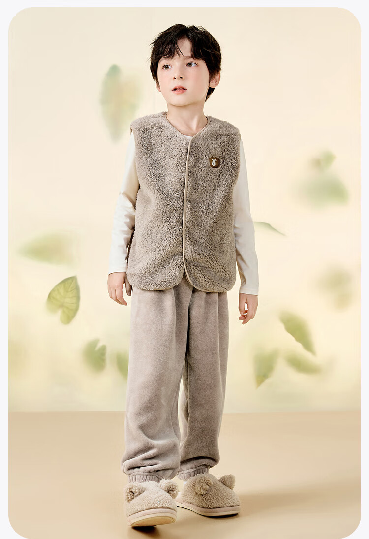Minibala Antistatic Children's Warm Vest Unisex Baby Autumn Winter Double-Sided Coral Fleece Waistcoat 15