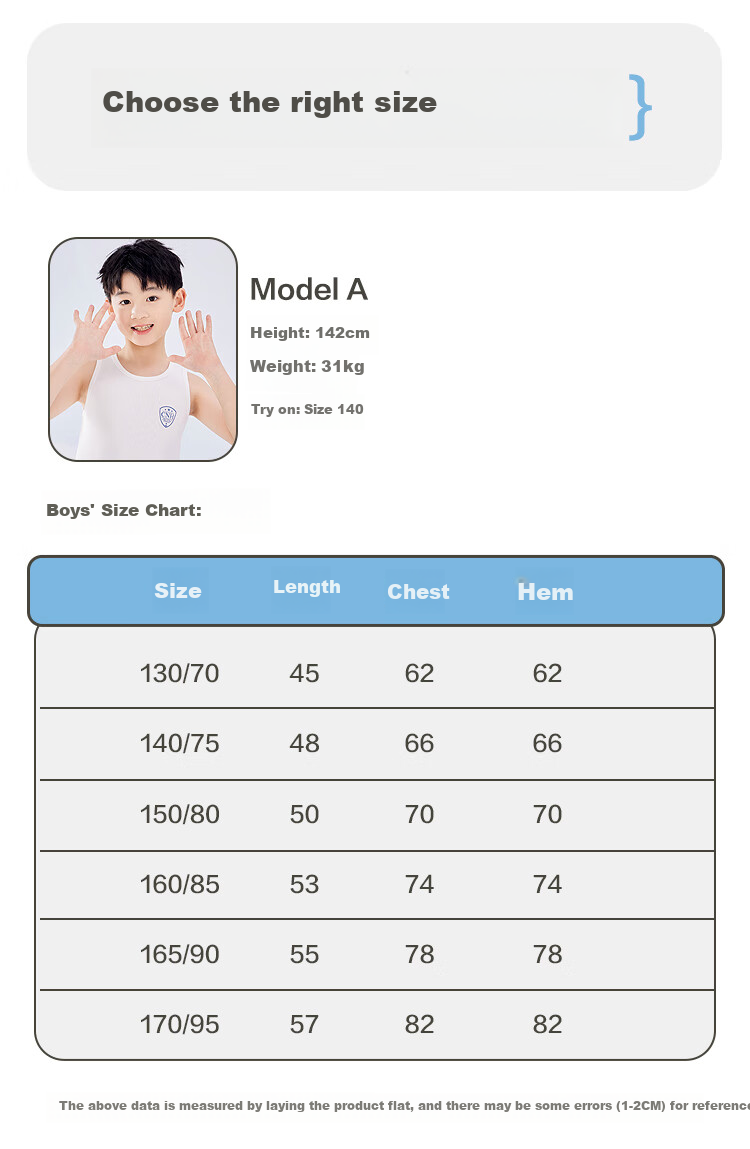 Hodohome Children's Tank Top, Boys' Summer Thin Style, 40s Combed Cotton, Casual Sports Undershirt, 803 White, Size 140 17