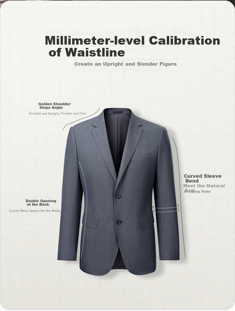 Goldlion [Ziyoux] Spring And Autumn Men's Suit, Machine Washable Wool, Easy-Care Formal Wear, Black, Size 54A 14