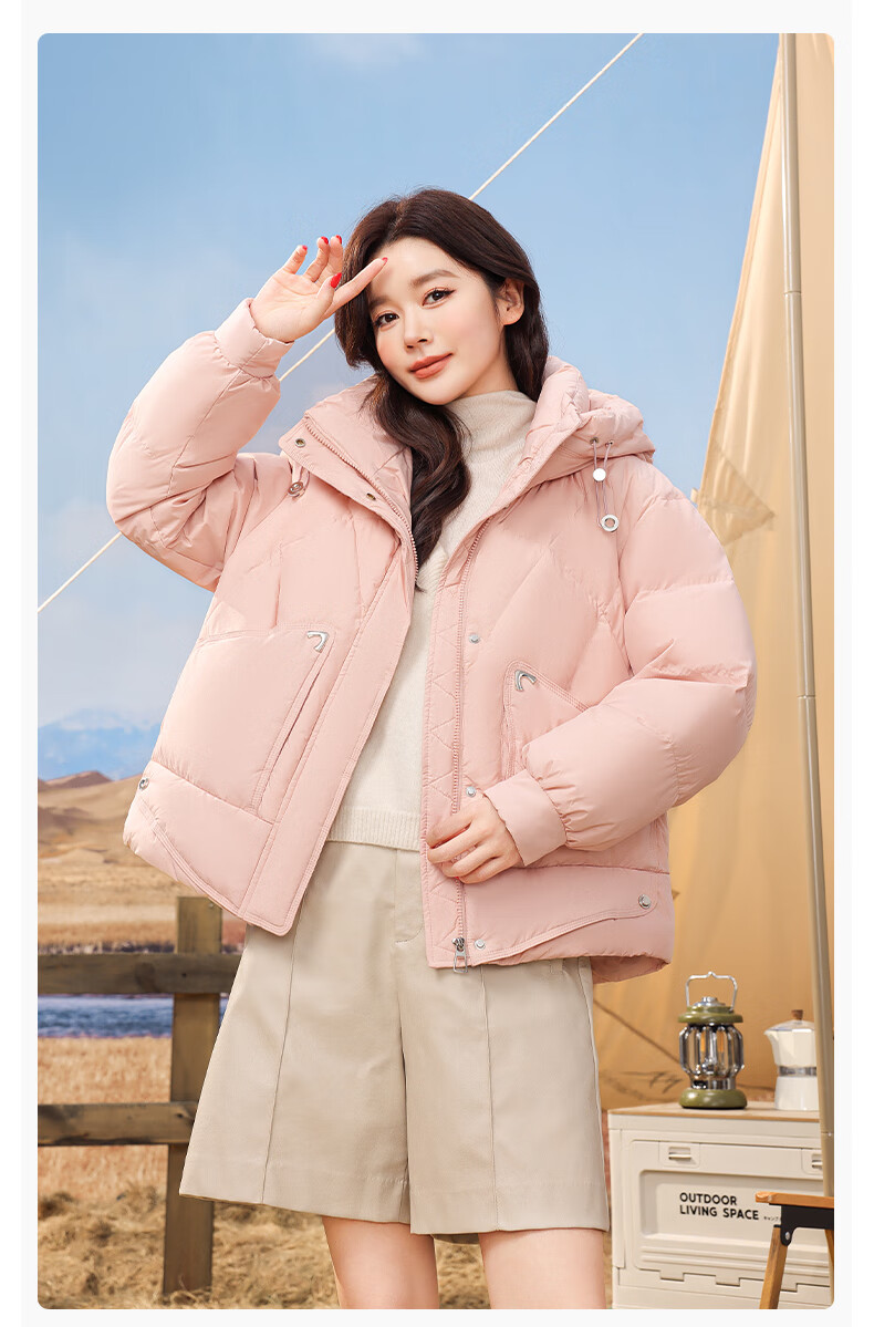 SNOWFLYING Women's Short Down Jacket 2025 Autumn Winter New Fashion Collar Warm 90% Down Coat Green XS 16