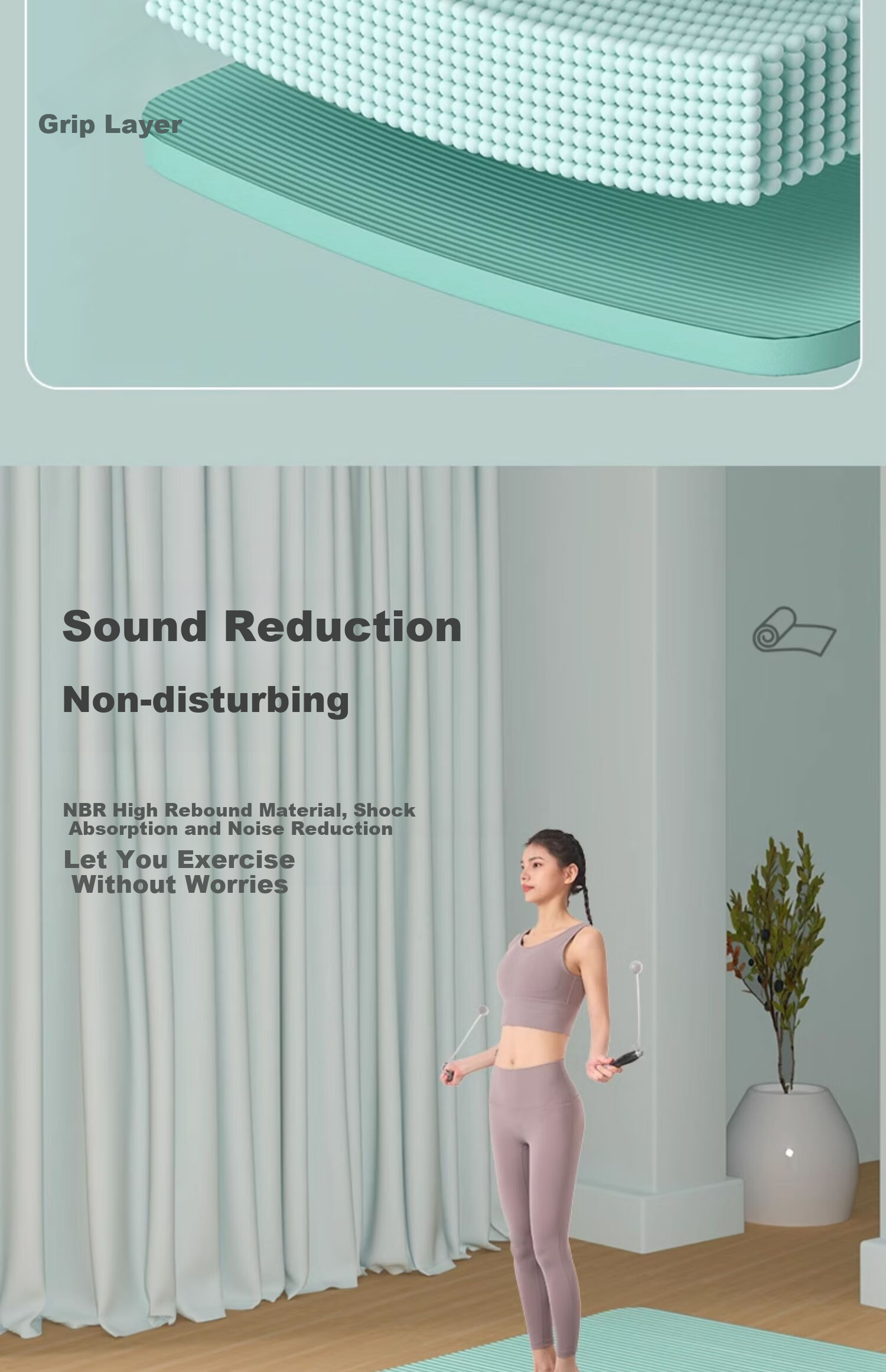 Li-Ning Yoga Mat, Thickened Wide Fitness Mat for Men And Women, Jump Rope Exercise Mat with Soundproofing, Shock-Absorbing, Non-Slip Professional Sports And Dance Mat 11