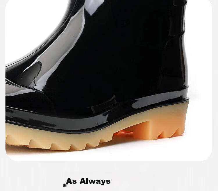 Huili Rain Boots for Men, Waterproof Outdoor Wear-Resistant Rubber Shoes, Non-Slip Rain Boots, Overshoes HL862755 High-Top Black Size 43 11