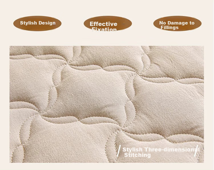 Wuyinliangpin Class A Fabric, Pure Cotton Quilted Fitted Sheet, Single Piece, Pure Cotton Double Bed Cover, Mattress Protector, Full Coverage Bedspread, 150*200cm 6