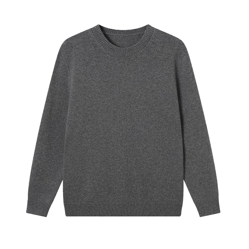 JD Jingzao Coarse Knit Sweater Men's Wool Pullover Winter Gray Crew Neck Cashmere Blend 3XL