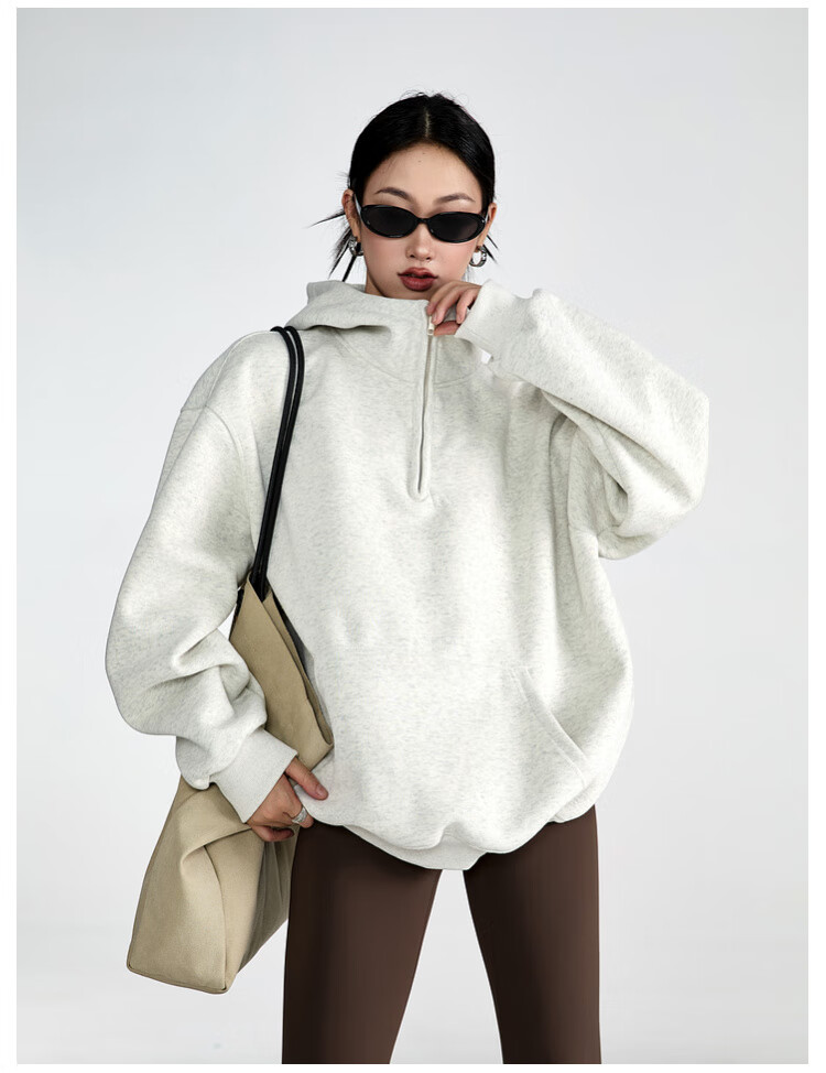ICH MODE American Vintage Oversized Hoodie Women Spring Loose Jacket New Oversize White Flower Gray XL 6