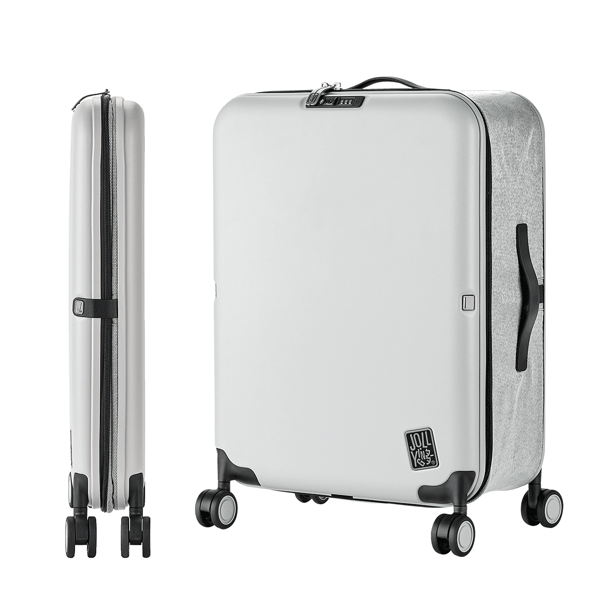 JOLLYING Ultra-Thin 11CM Foldable Carry-On Luggage Telescopic Trolley Suitcase with Password Lock for Men and Women, Space-Saving Gap Storage Travel Bag