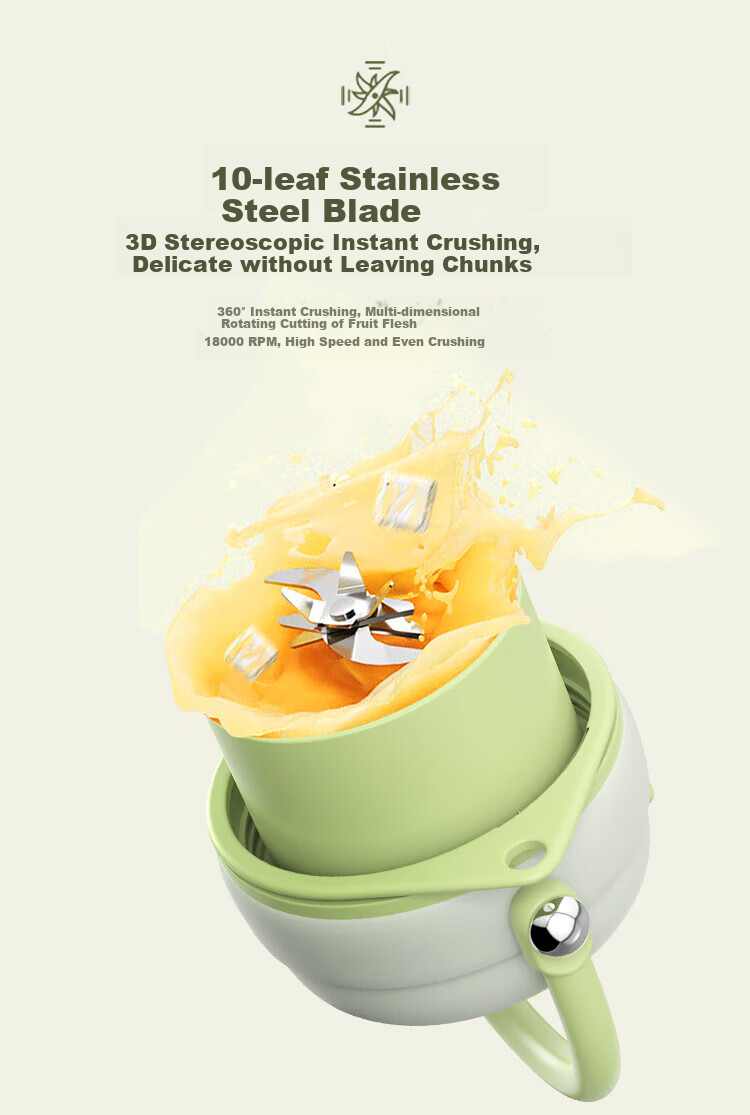 Liven Portable Juicer Cup with Ice Crusher, 750ml Stainless Steel Travel Cup, Small Blender Bottle for Outdoor Use, Food Processor LLJ-A756 14