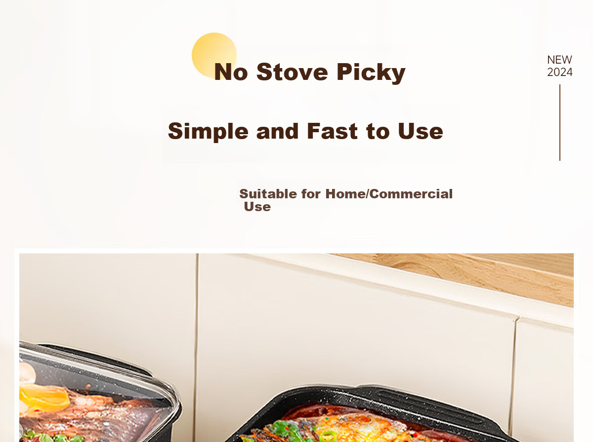 PAKCHOICE Rectangular Fish Grilling Pan with Lid, Specialized Grill Pan for Induction And Gas Stoves, Carbon Steel Non-Stick Baking Tray for Home Use 23