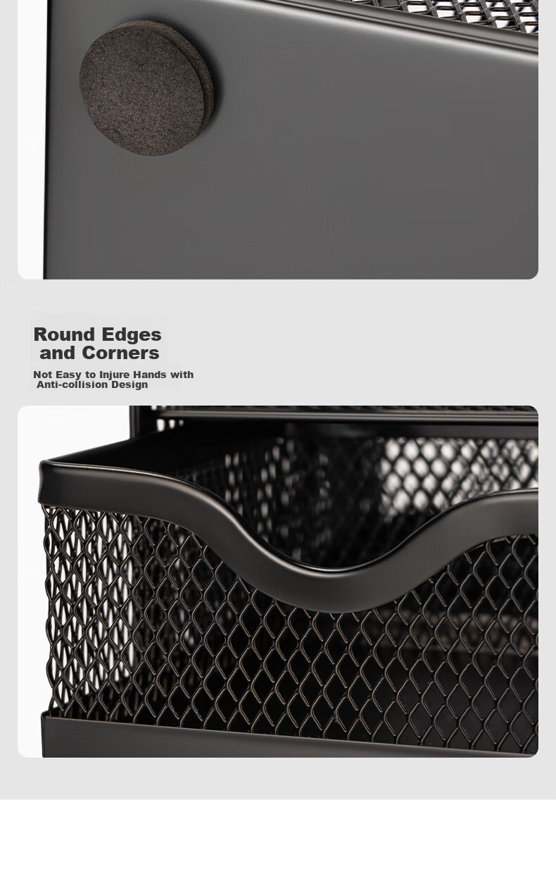 Deli Creative Metal Mesh Office Pen Holder, Multifunctional Seven-Compartment Desktop Storage Organizer Decoration, Office Supplies, Black 9200 8