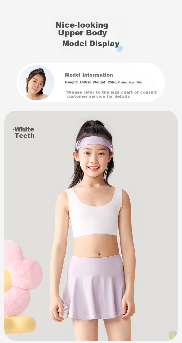 Jiusuiban Children's Underwear for Girls, Ultra-Thin Mesh Bra for Puberty, Cotton-Padded Anti-Nipple Show Bra for Ages 8-10, Camisole 13