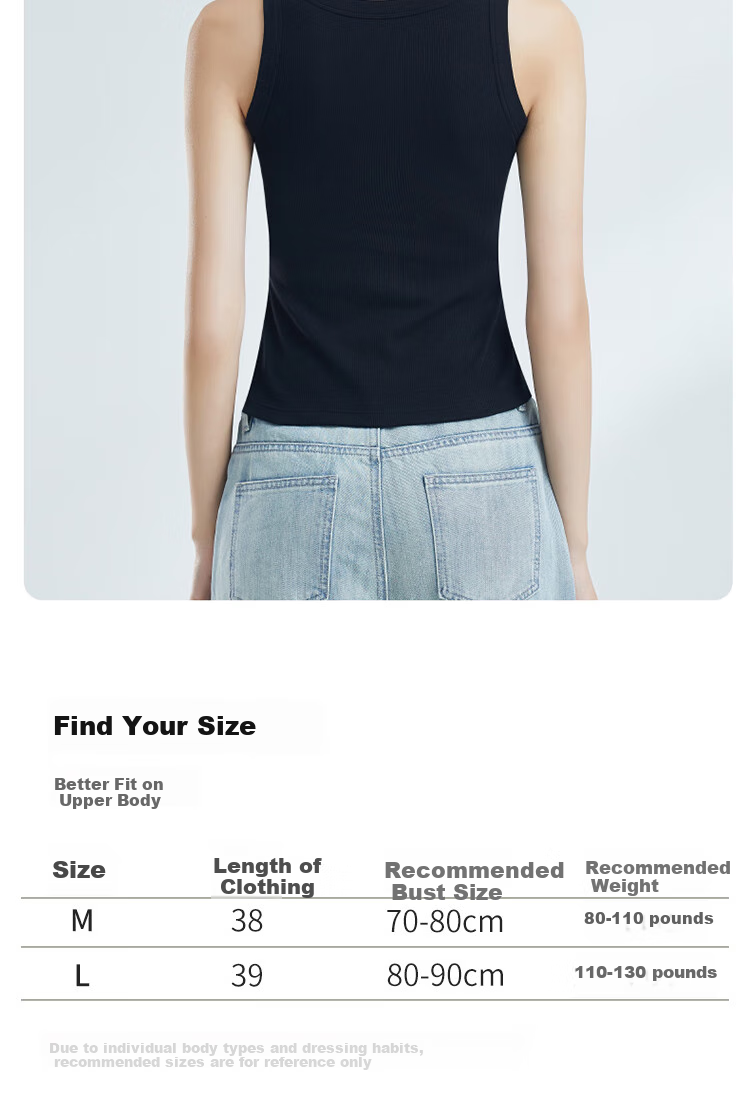 GUJIN Sleeveless Camisole Tank Top Knit Sweater Elegant Inner Wear Can Be Worn Alone Or As Undershirt Cotton No Chest Pads 16