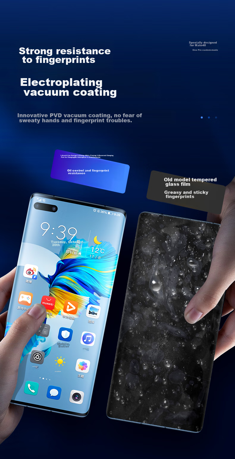ESR Tempered Glass Screen Protector for Huawei Mate 40 Pro/E Pro/+/Mate 40 RS Porsche Design, Full Coverage Protective Film, High-Definition Curved Hot-Bent Glass, Anti-Fingerprint Front Screen Protector 5