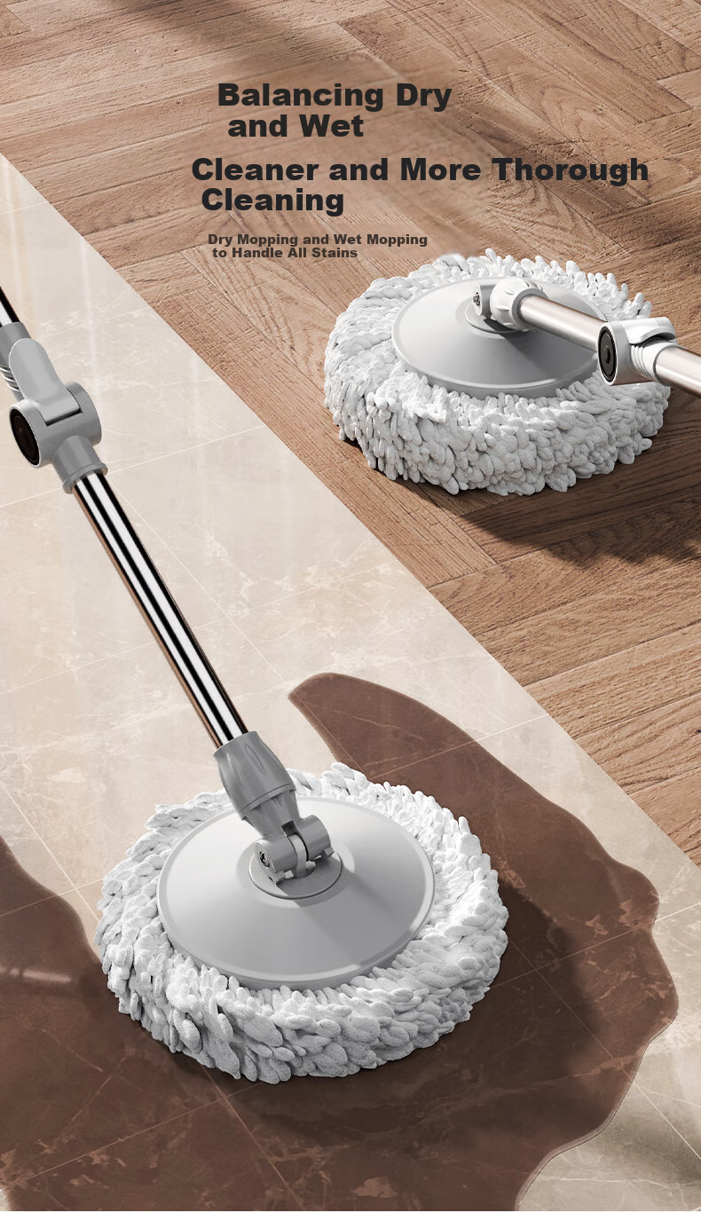 Happy Mom Rotating Mop with 2 Heads, Household All-In No Hand Washing Required, 2025 New Lazy Person's Tool Mop with Bucket And Wheels 5