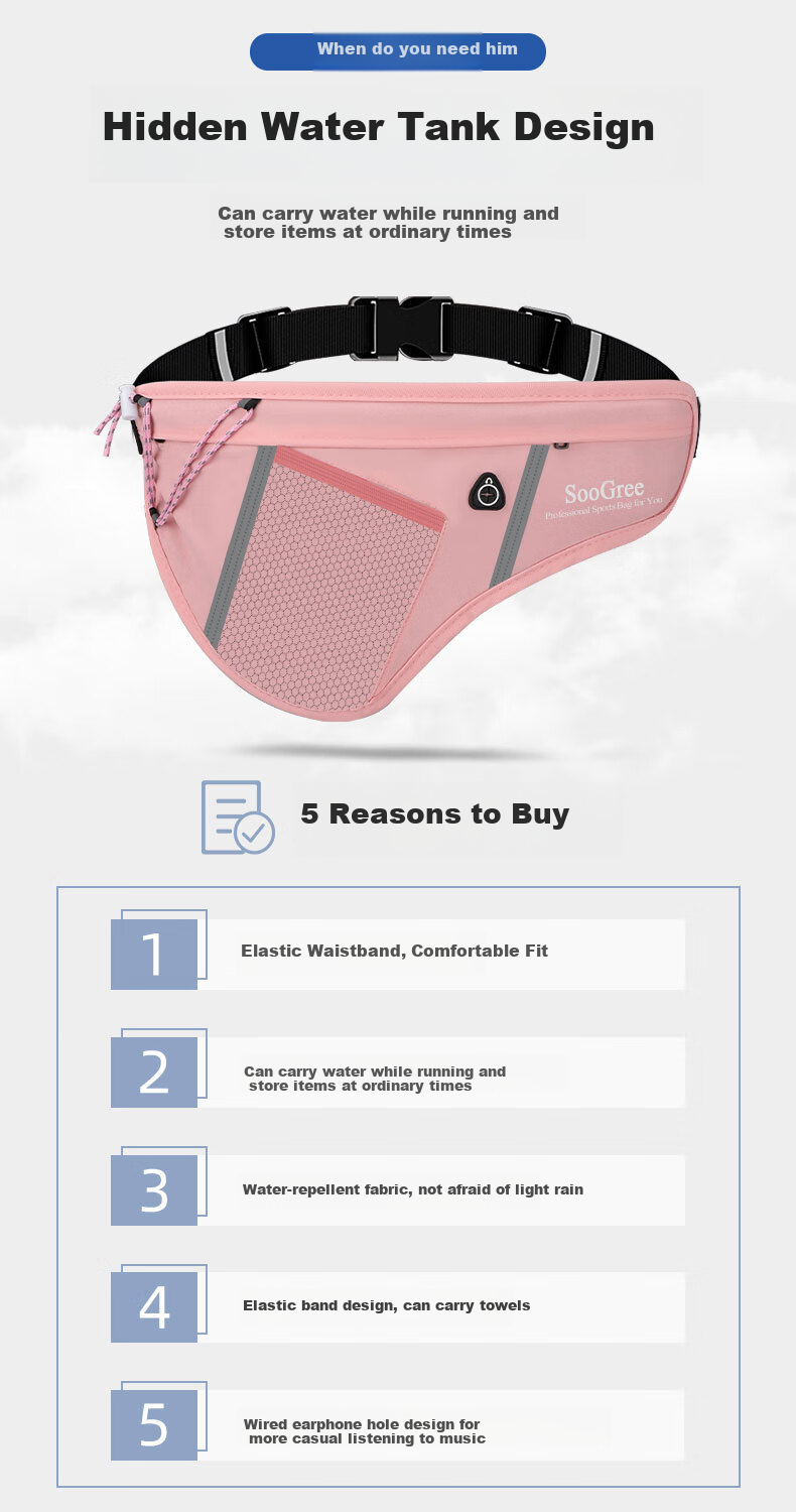 SooGree Sports Running Waist Pack for Men And Women, Outdoor Multifunctional Large Capacity Phone And Earphone Holder, Waterproof And Wear-Resistant Storage Gear 2