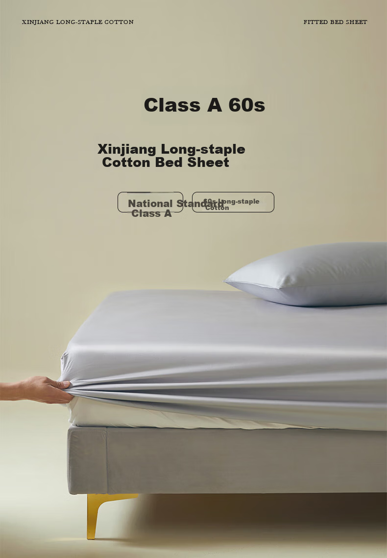MIDO HOUSE Mingdu 60-Piece Pure Fitted Sheet Set, Full Bed Cover, Mattress Protector, Protective Cover, Dirt-Proof Pad, Bed Cover, 1.8x2 Meters, Moonlight Gray 1